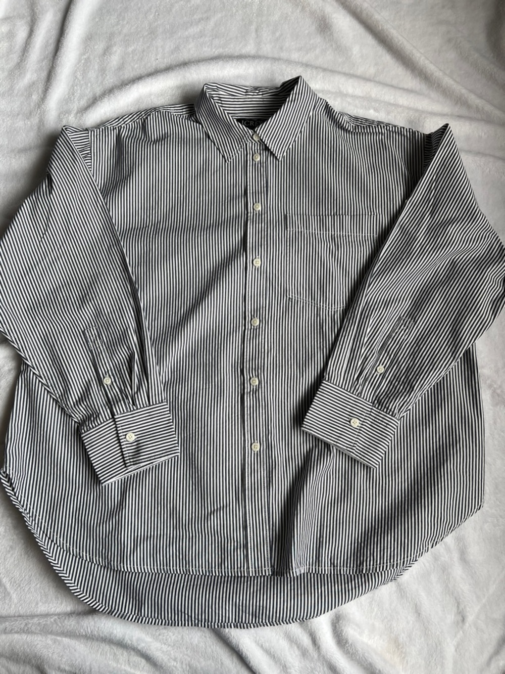 Etienne Oversized Navy and White Striped Button-Up Shirt